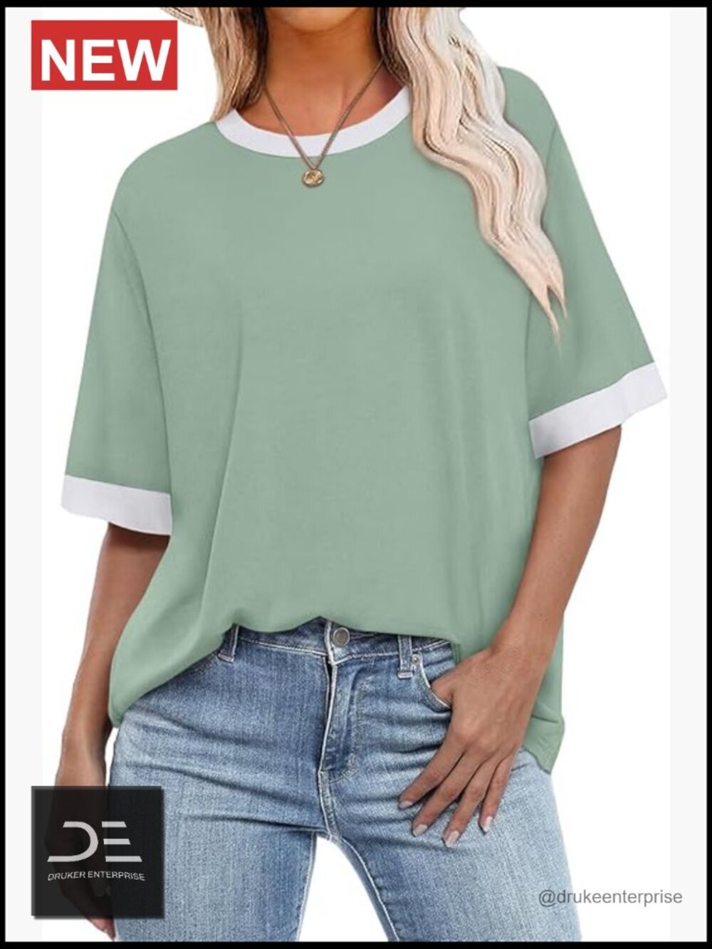 Short Sleeve Crew Neck Tunic Top Loose Fit Summer T-Shirt